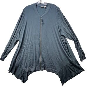 LOGO Lori Goldstein Womens Plus Size‎ 3X Full Zip Long Sleeve Sharkbite Hem
